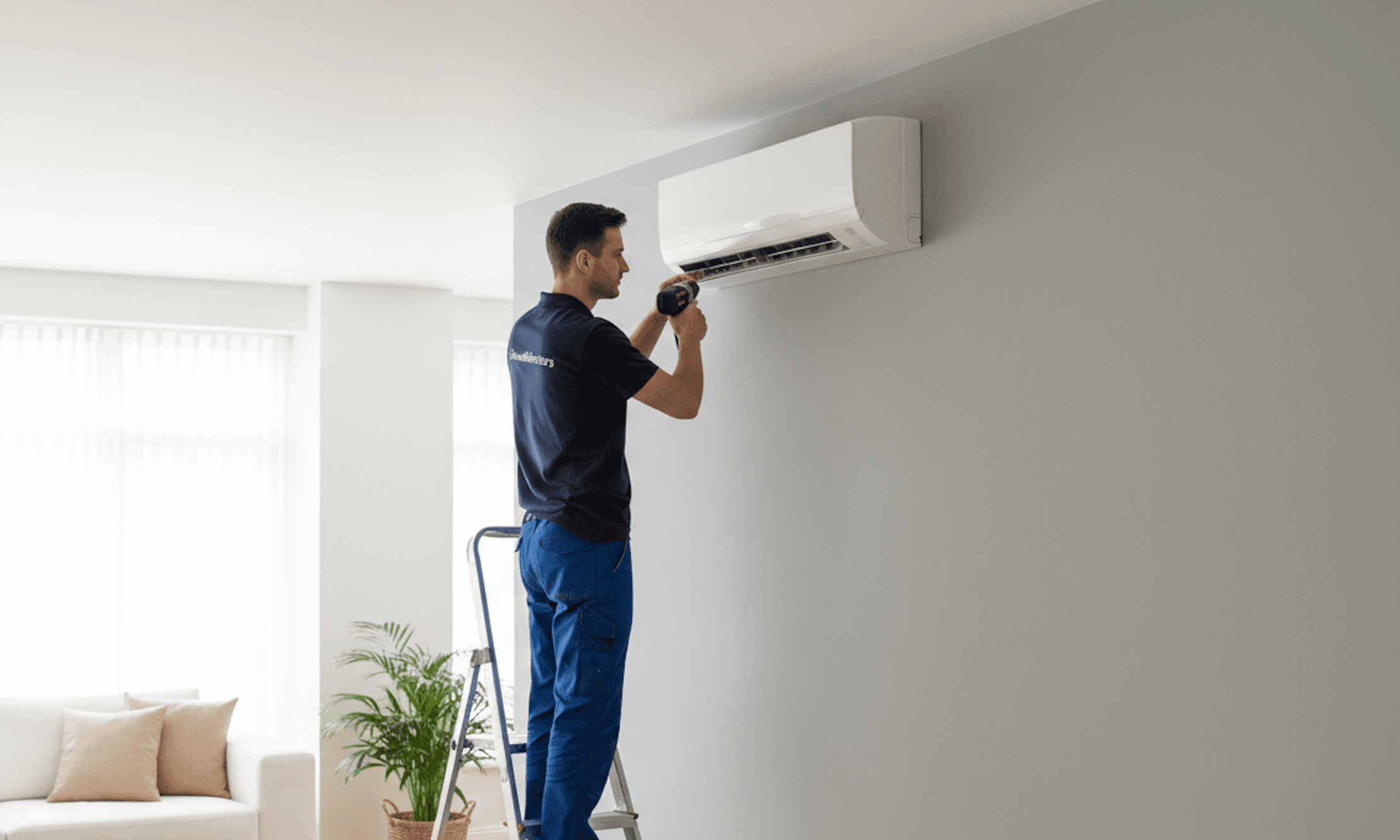 Strakke airco in een moderne woonkamer
